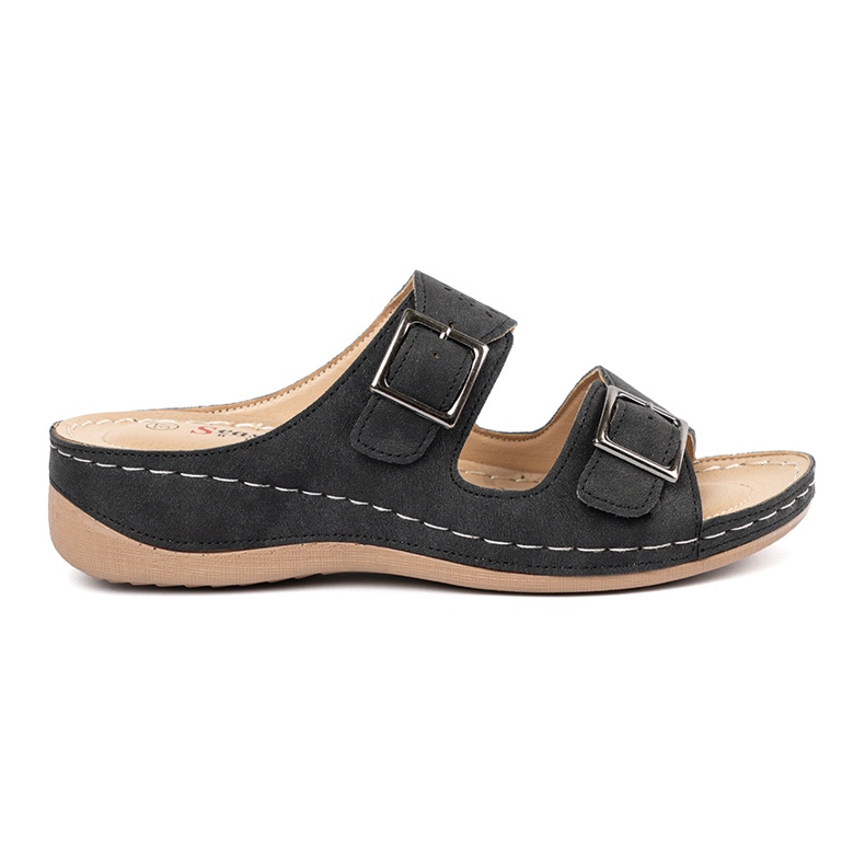 Seastar Chinelos em uma cunha baixa com grampos pretos