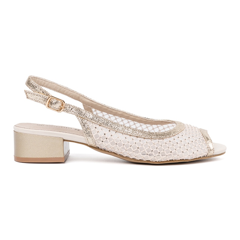 Goodin Sandálias de ouro com uma malha decorativa dourado