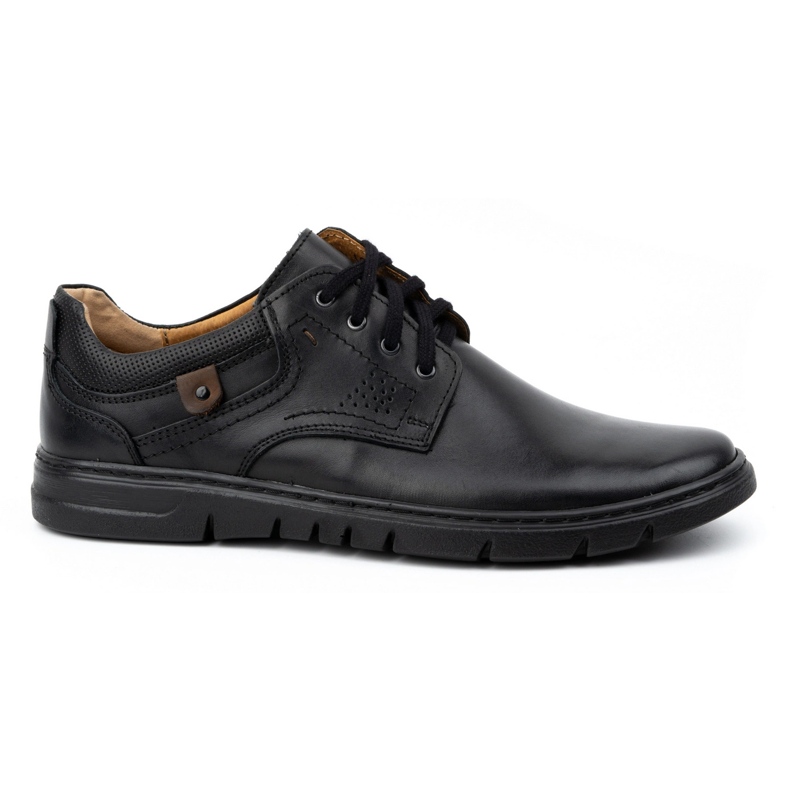 Kampol Sapatos de couro masculino, nevoeiro casual 57kam preto