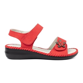 J. Star Sandálias vermelhas com uma inserção de couro vermelho