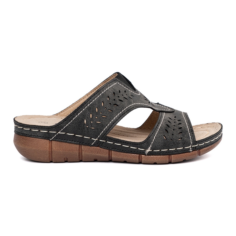 Chinelos de cunha preta preto