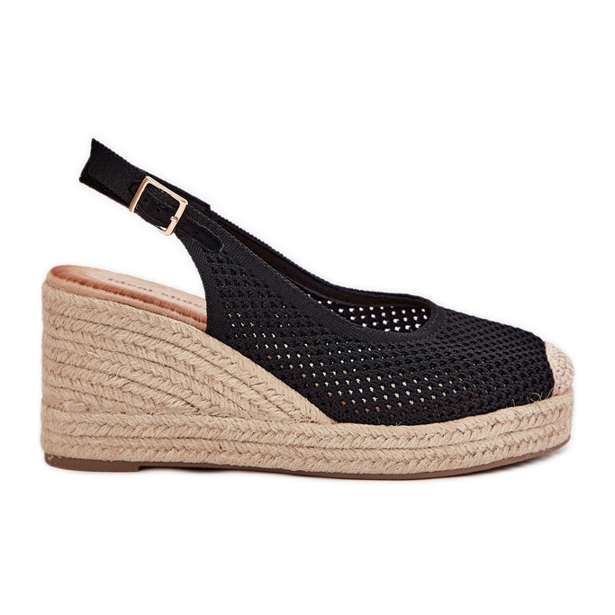 Sandálias femininas para cunha com trança preta preto