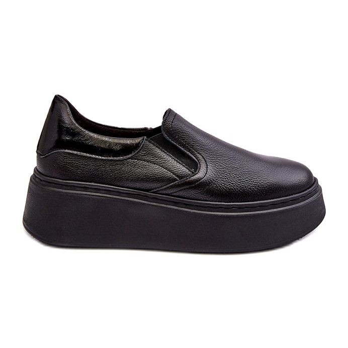 Sapatos de couro feminino de couro na plataforma Black Lemar preto