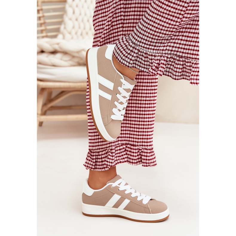 Tênis femininos sapatos esportivos com visão escura de couro ecológico bege