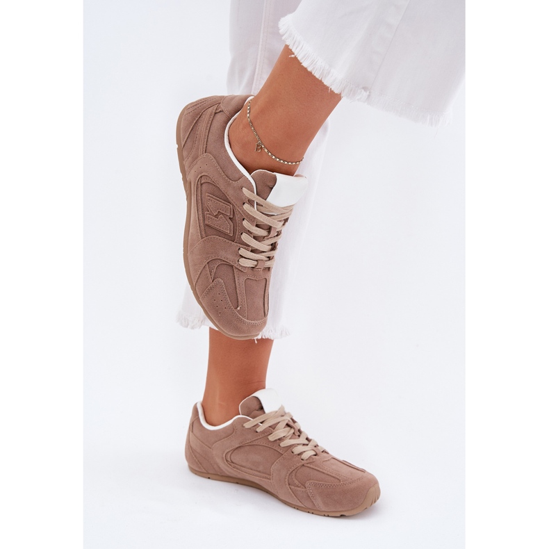 Sapatos esportivos femininos com Eco Suede Dark Beige bege
