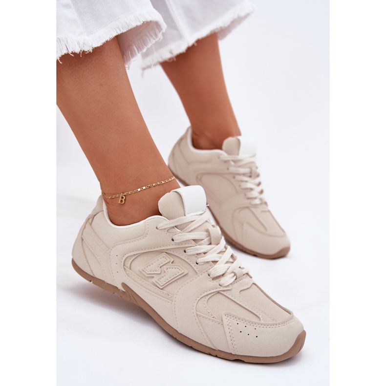Sapatos esportivos femininos com Eco Suede Beige bege