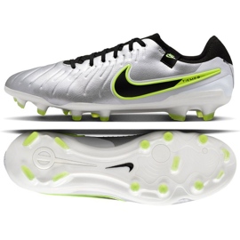 Nike Tiempo Legend 10 Pro FG DV4333-001 Sapatos de futebol prata
