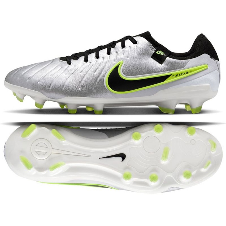 Nike Tiempo Legend 10 Pro FG DV4333-001 Sapatos de futebol prata