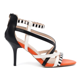 Shelvt Sandálias em tiras altas e brancas multicolorido