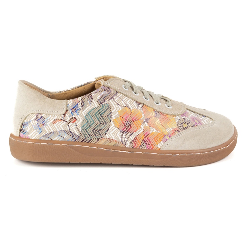 Sapatos de couro femininos descalços Olivier Eliza Beige Flowers bege