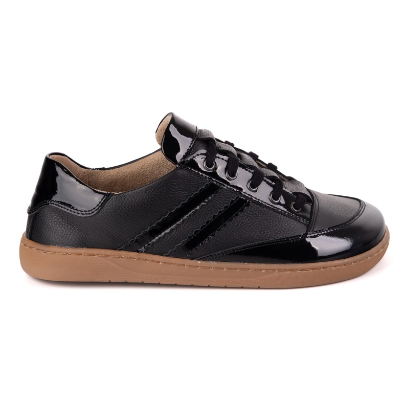 Sneakers Barefoot Women's Kaia Olivier - Sapatos de couro anatômicos Floteiro preto com verniz