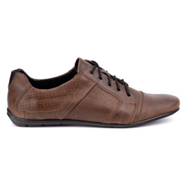 Sapatos de couro masculinos Polbut C34P Casual marrom perfurado