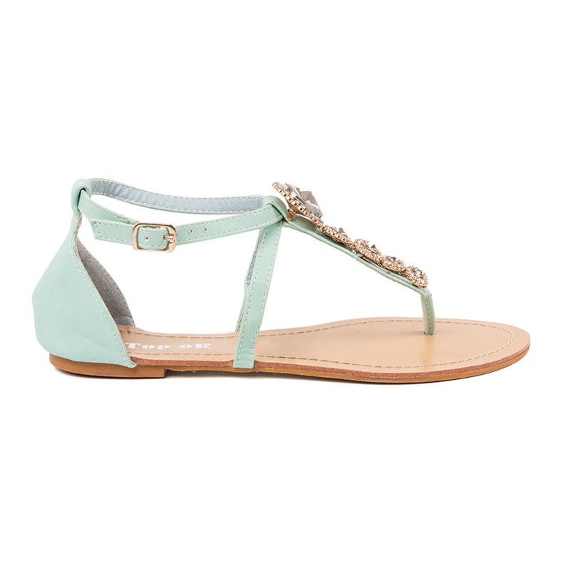Sandálias verdes decoradas com zircões