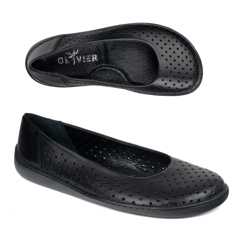 Olivier As bombas femininas descalças cortadas em 1771 polegadas perfuradas pretas preto