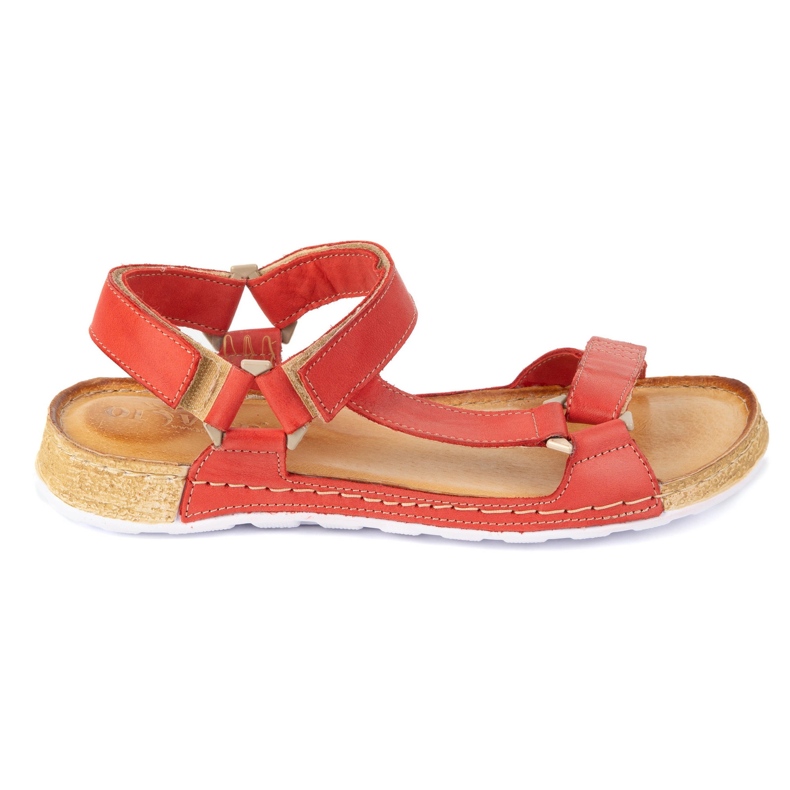 Olivier Sandálias femininas com descalça Kallia Leather Red 0782W vermelho
