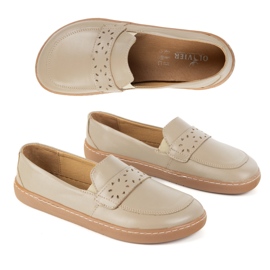 Olivier Passados Barefoot Feminina com um amplo polimento frontal escuro bege Olivier Passados Barefoot Feminina com um amplo polimento frontal escuro bege