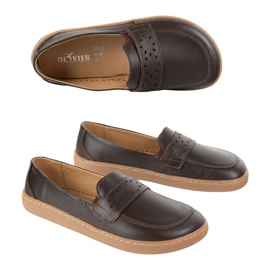 Olivier Passados ​​Barefoot Feminino com um amplo polimento frontal marrom escuro castanho