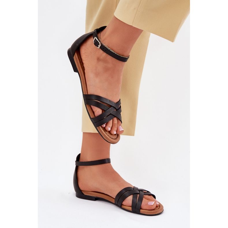 Maciejka 07029-01 Sandálias de couro preto