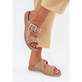Flip de mulheres com fivela e velcro inblu mk000013 bege