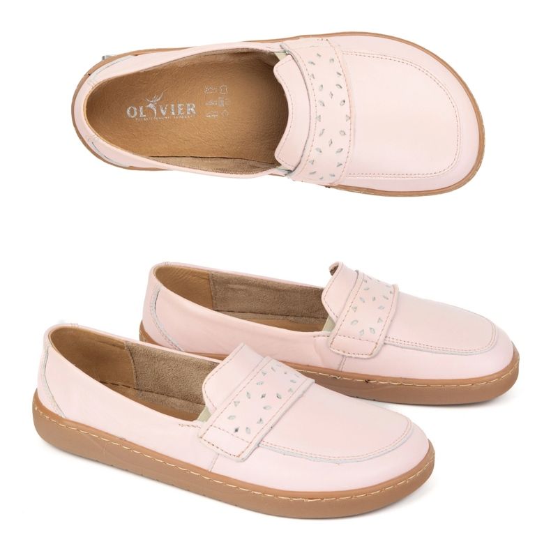 Olivier Passados ​​Barefoot Feminino com um amplo rosa polonês de frente