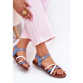 Sandálias femininas com Sergio Leone SK090H Blue Strips azul