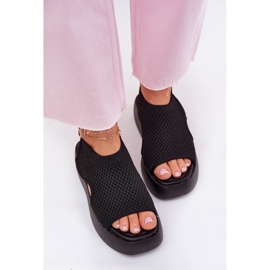 Sandálias femininas com plataforma preta preto Sandálias femininas com plataforma preta preto