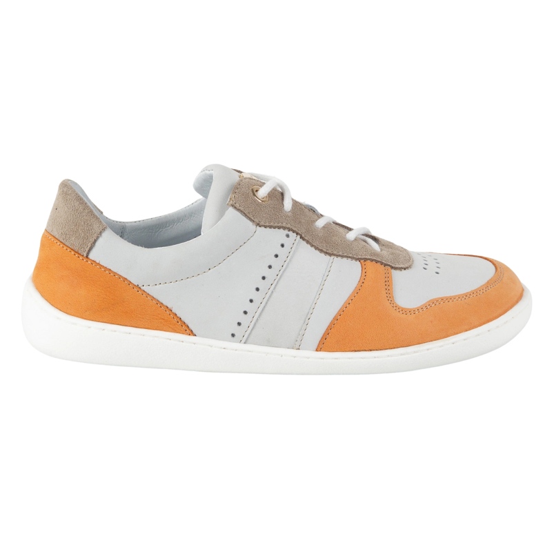 Sapatos de couro descalço Olivier 1773pol - cinza minimalista leve com tênis laranja