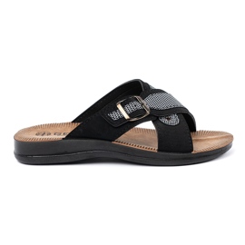 Shelvt Chinelos de homens negros com fivelas preto