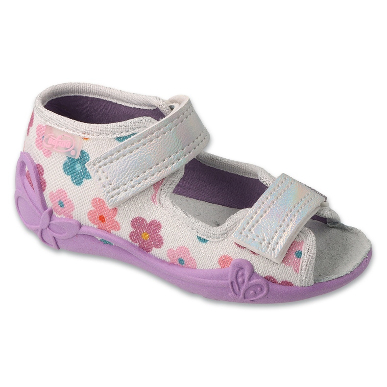Flippers infantis de Befado 342p068 com flores coloridas cinza