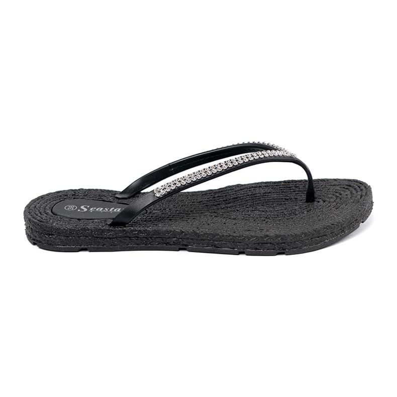 Seastar Flip -flops pretos com zircões