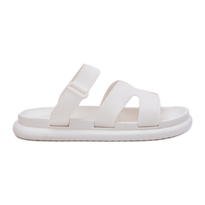 Chinelos de borracha femininos com faixa branca branco