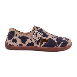 Sapatos de camurça feminina com um viés de bacon de fivela Zazoo N1261 Brown-beige marrom