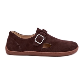 Sapatos de camurça feminina com solavancos descalços Zazoo N1261 Chocolate marrom