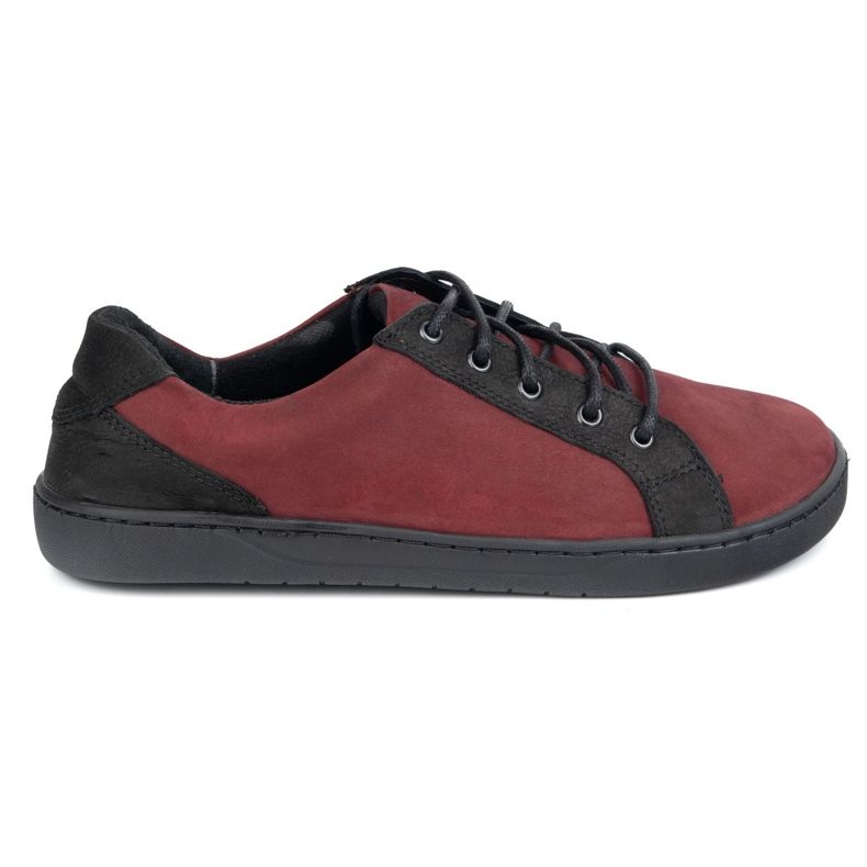 Olivier Sapatos de couro feminino Joker 910J Borgonha vermelho