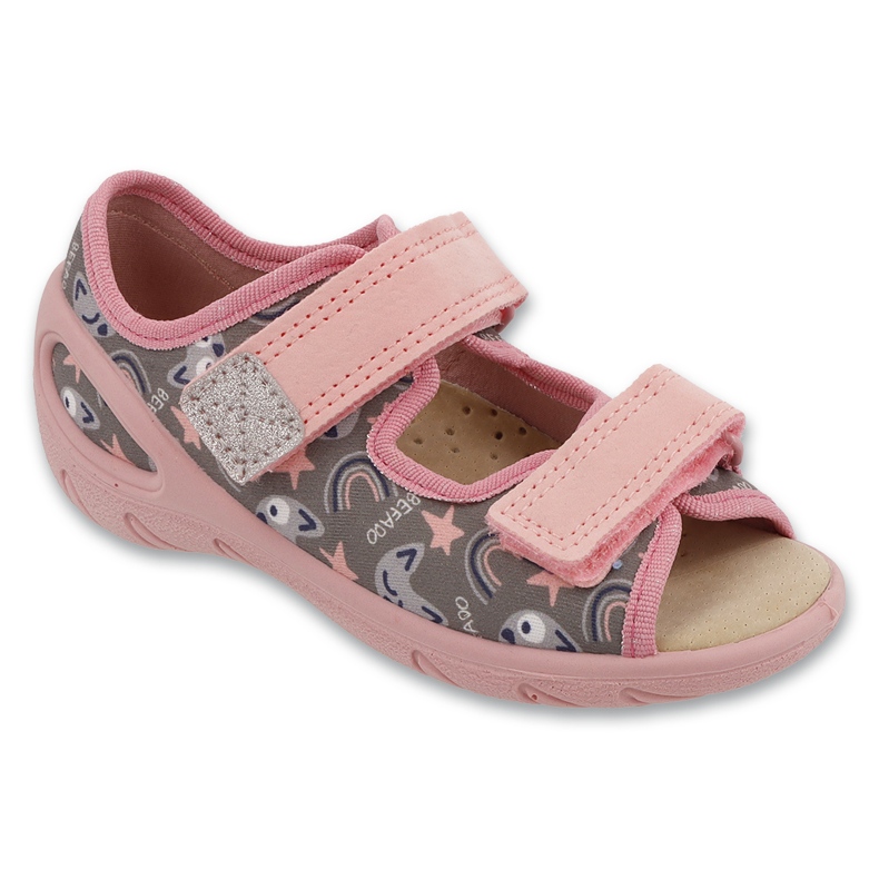 Slippers infantis de Befado PU 063X023 Inserção de couro rosa