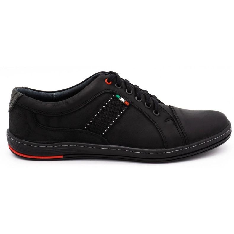 Olivier Sapatos de couro masculino Casual 238Gt Black preto