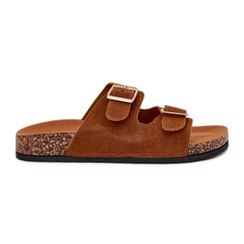 Boto Flip de mulheres com grampos dourados e costura de camelo Luner castanho