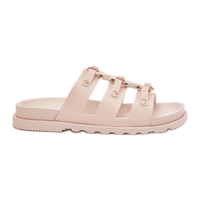 Boto Chinelos femininos com listras leves bege pasiriela Boto Chinelos femininos com listras leves bege pasiriela