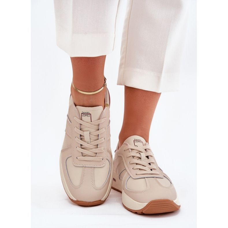 Sapatos de couro feminino tênis Big Star de Daniel Lopez SS2D4043 Beige bege