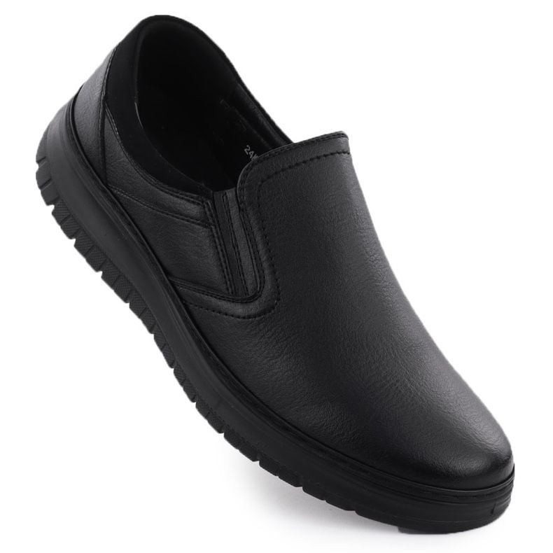 Sapatos masculinos elegantes deslizando preto unisoft 7155