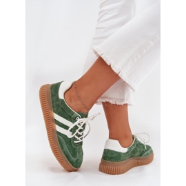 Boto Tênis de camurça feminina na plataforma venera verde