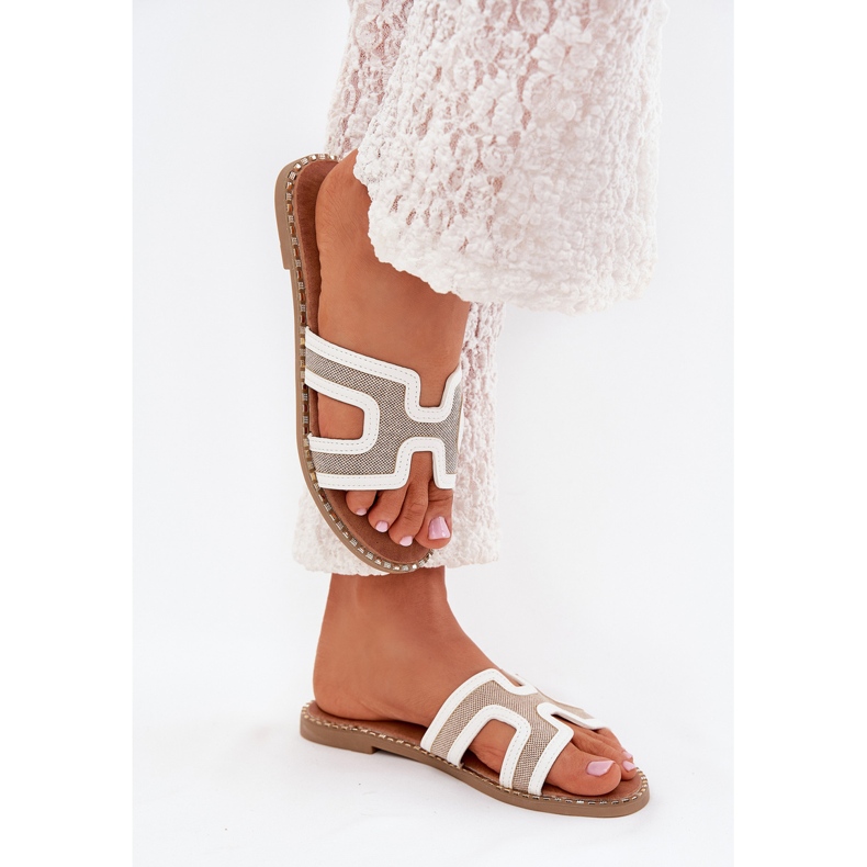 Boto Flip -flops de Vereya, femininos de grama plana branco