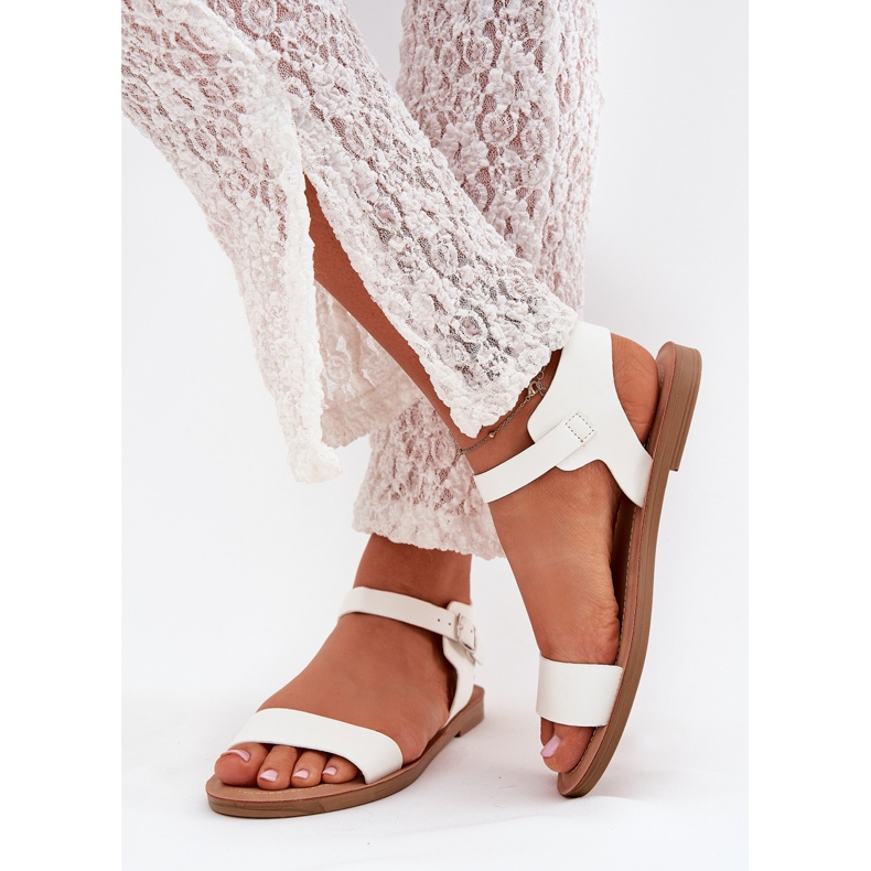 Boto Sandálias femininas de grama plana kivara branca de couro eco branco