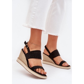 Boto Sandálias de Women Openwork para Wedge com Black Zolira Braid preto