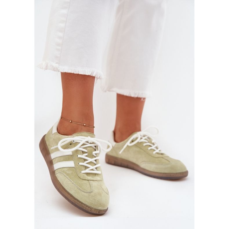 Boto Sneakers de couro baixo Ismina feminina verde