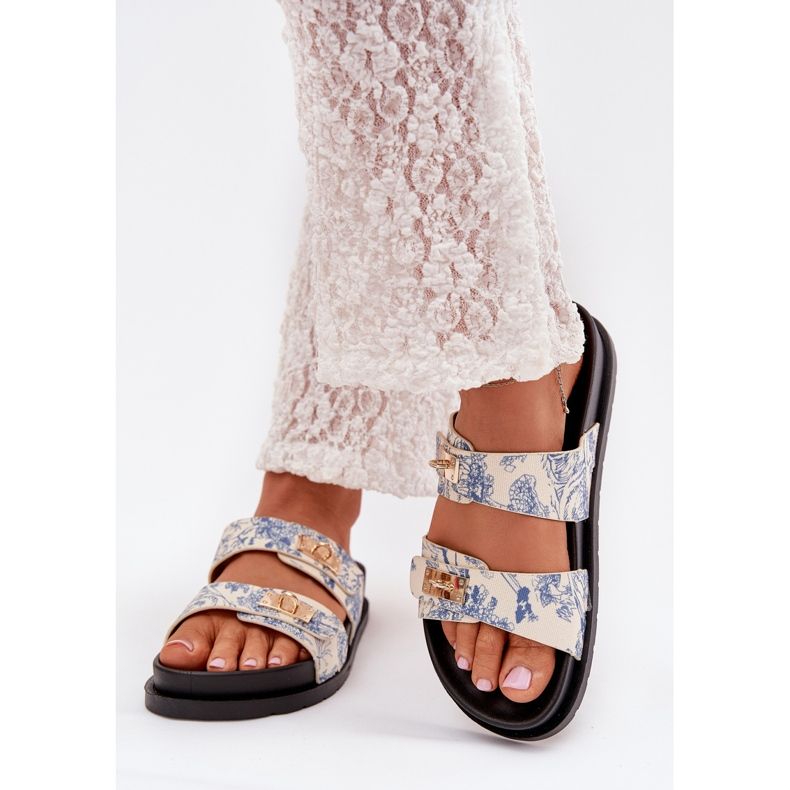 Boto Chinelos femininos patrulistados na plataforma azul Sorina