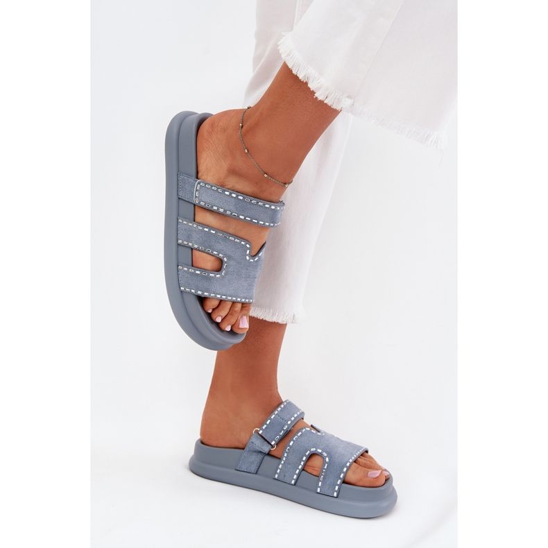 Boto Flip Flip feminino com decoração na plataforma Blue Delyna azul