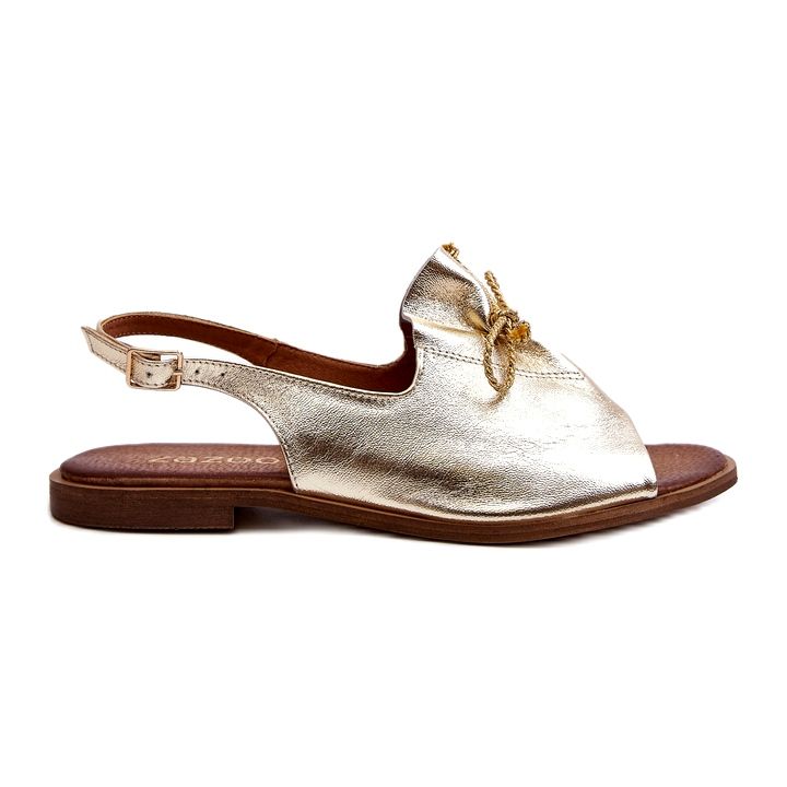 Zazoo 2898 Sandálias Rasas de Couro Douradas G1/2 dourado