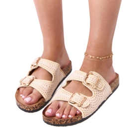 Abas de crochê bege na sola de cortiça Lavreta