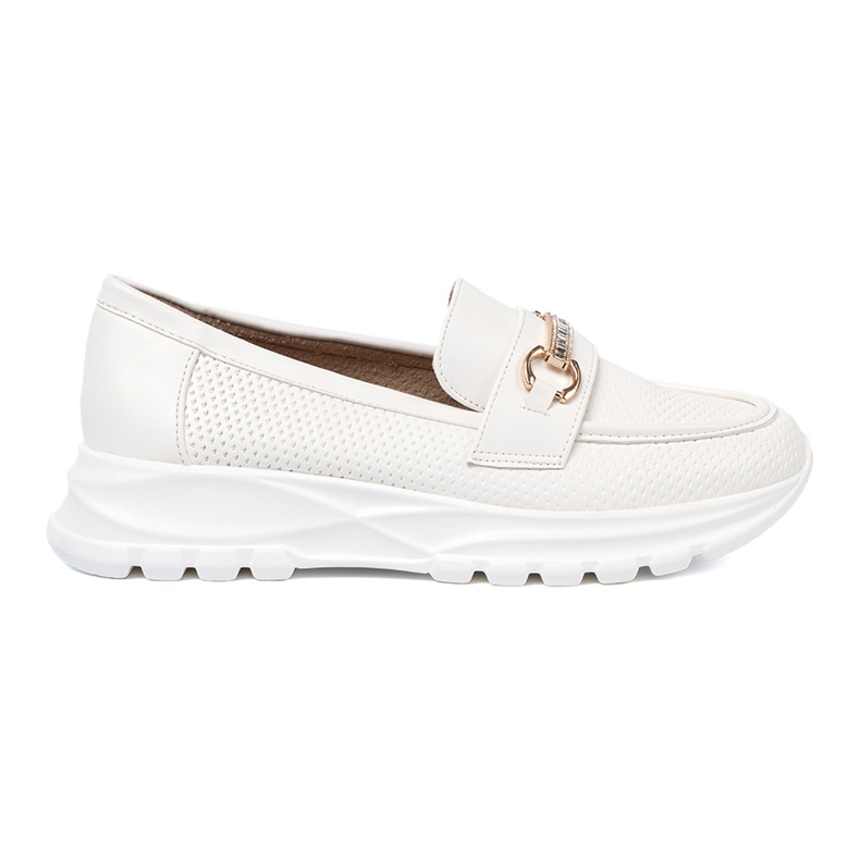 Shelvt Mocas brancos com um elemento dourado decorativo.